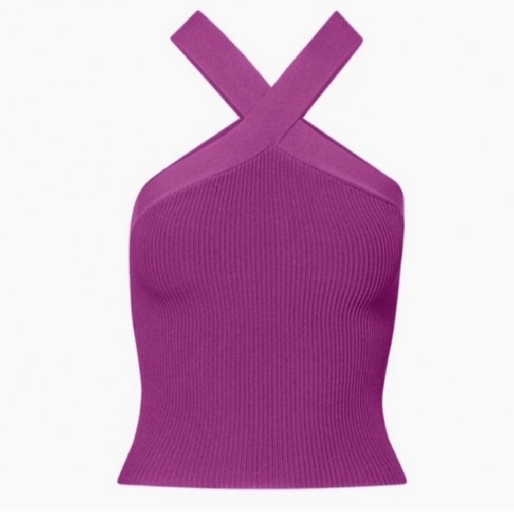 Aritzia Babaton Sculpt Knit Cross Size Small NEW NWT Obe Purple Ribbed